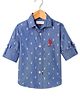 US Polo Assn Cotton Knit Full Sleeves Trophy Printed Shirt - Blue
