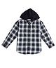 US Polo Assn Cotton Knit Full Sleeves Checkered Shirt With Hoodie - Black