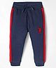 US Polo Cotton Knit Full Length Lounge Pants With Logo Embroidery - Navy
