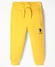 US Polo Assn Cotton Knit Full Length Lounge Pants With Logo Embroidery - Yellow
