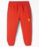 US Polo Assn Cotton Knit Full Length Lounge Pants With Logo Embroidery - Red