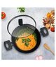 SOLARA 24cm,2.4L Non Stick Kadai, Induction Kadai, Granite Stone Kadhai with Glass Lid, Deep Frying Pan, Kadai with Lid for Cooking, Biryani Pot, PFOA Free, Dishwasher Safe - Black