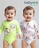 Babyoye Disney Interlock Knit Full Sleeves Onesie with 101 Dalmatians Graphics Pack of 2 White & Lime Green