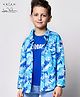 Arias Cotton Woven Full Sleeves Shirt with T-Shirt Marble & Text Print - Blue & White