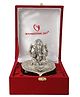 International Gift  Silver Plated Patta Ganesh God Idol in Velvet Box for Home Decor and Gifting
