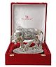 International Gift  Silver Plated Kamdhenu Cow & Balkrishna Idol in Velvet Box for Home Décor and Gifting