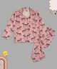 Pyjama Party Cotton Rayon Woven Full Sleeves Royal Horses Printed Shirt & Coordinating Pajama Set - Baby Pink