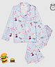 Pyjama Party Pure Cotton Woven Full Sleeves Good Morning Text Printed Shirt & Coordinating Pajama Set - Sky Blue
