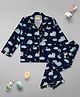 Pyjama Party Pure Cotton Woven Full Sleeves Clouds & Rabbits Printed Shirt & Coordinating Pajama Set - Navy Blue