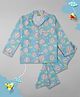 Pyjama Party Cotton Rayon Woven Full Sleeves Hot Air Balloons Printed Shirt & Coordinating Pajama Set - Light Blue