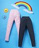 RAINE AND JAINE Pack of 2 Striped & Solid Leggings - Pink & Blue