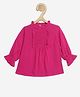 Chuppan Chupai Rayon Three Fourth Puffed Sleeves Pleated Top - Fuchsia Pink