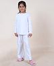 Kiddopanti Cotton Knit Full Sleeves Solid Coordinating Night Suit - White