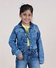 Kiddopanti Full Sleeves Light Washed Crop Denim Jacket -  Blue