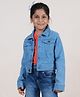 Kiddopanti Full Sleeve Light Washed Crop Denim Jacket -  Blue