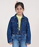 Kiddopanti Full Sleeve Light Washed Crop Denim Jacket -  Blue