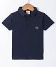 Rikidoos Half Sleeves Patch Detailed Polo Tee - Navy Blue