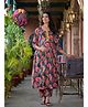 Aujjessa Cotton Three Fourth Sleeves Floral Printed & Lace Embellished Maternity Kurta Set with Concealed Zipper Nursing Access  Melange Pink