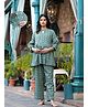 Aujjessa Cotton Three Fourth Sleeves Geometric Printed Maternity Feeding Night Suit with Concealed Zipper Nursing Access  Olive Green