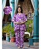 Aujjessa Cotton Half Sleeves Floral Printed & Lace Embellished Maternity Night Suit with Concealed Zipper Nursing Access  Purple