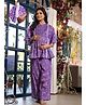 Aujjessa Cotton Three Fourth Sleeves Floral Printed & Lace Embellished Maternity Feeding Night Suit with Concealed Zipper Nursing Access  Purple