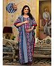 Aujjessa Cotton Batwing Sleeves Striped & Ethnic Motifs Printed Maternity Kaftan with Concealed Zipper Nursing Access  Indigo Red