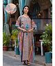 Aujjessa Cotton Batwing Sleeves Floral Printed Maternity Kaftan With Concealed Zipper Nursing Access - Olive Green & Multi Colour