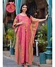 Aujjessa Cotton Batwing Sleeves Floral Printed Maternity Kaftan With Concealed Zipper Nursing Access - Pink & Multi Colour