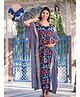 Aujjessa Cotton Batwing Sleeves Ethnic Printed Maternity Kaftan With Concealed Zipper Nursing Access - Indigo & Red