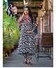 Aujjessa Cotton Three Fourth Sleeves All Over Printed & Lace Embellished Maternity Kurta Set with Concealed Zipper Nursing Access  White Black