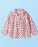 Babyhug Rayon Woven Full Sleeves Top With Floral Print & Peter Pan Collar - White & Red