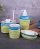 VarEesha Ananda Blue Green Ceramic Four Piece Bathroom Accessories Set - Soap Dispenser with Accessories