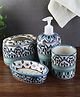 VarEesha The Royal Crown Blue Ceramic 4 Piece Bathroom Accessories Set/ Soap dispenser
