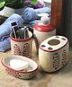 VarEesha Red Paisley Ceramic 4 piece Bathroom Accessories Set