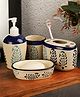 VarEesha Blue Paisley Ceramic 4 piece Bathroom Accessories Set