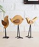 VarEesha Hand Crafted Beech & Sheesham Wood Bird Family Set of Three