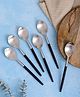 VarEesha Radiant Black Handle Matt Steel Tea Spoons Set of Six