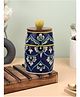 VarEesha Hand Painted Blue White Floral Small Dholak Ceramic Jars Set of Two