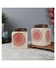 VarEesha Parikrama Red Spiral Square Jars Set of Two - Medium