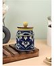 VarEesha Hand Painted Blue White Floral Small Ceramic Jars Set of Two
