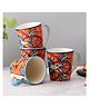 VarEesha Hand Painted Floral Orange Ceramic Mugs Set of Four