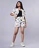 TeenTrums Half Sleeves Heart Printed Coordinating Shirt With Shorts Set - White