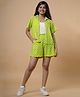 TeenTrums Rayon Half Sleeve Polka Dots Printed Coordinated Shirt With Shorts  Set - Green