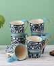 VarEesha The Royal Crown Blue Ceramic Tea/Coffee Mugs Set of Six
