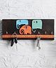 VarEesha Multicolored Elephant Family Trio Key Holder - Horizontal with 5 Pegs