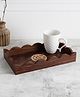 VarEesha Hand-made Sheesham Wood Curved Edges Wooden Tray with Centre Carving