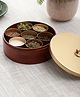 VarEesha Handmade Round Wooden Spice Box with Golden Lid