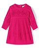 Babyhug Knitted Full Sleeves Solid Colour Woollen Dress With Cable Knit Design - Dark Pink