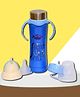 The Cheeky Kidzz Baby Multi-Functional 3 In 1 Printed Stainless Steel Attractive Thermal Baby Straw Nipple Feeding Water Juices Milk Sipper 240 ml Feeder Bottle -PRINTED BLUE