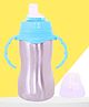 Tinny Tots 2 in 1 Steel Thermal Insulation Hot and Cold Newborn Baby Sipper/Feeding Milk Juice 290ml Bottle Feeder with Holder - Plain Blue